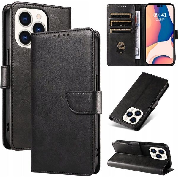 Hurtel Etui Leather Book Case na iPhone 16 Pro - czarne 14150705 5907769364082