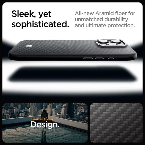 Spigen SPIGEN ENZO ARAMID MAG MAGSAFE IPHONE 16 PRO MAX MATTE BLACK/SILVER 14157154 8809971229531