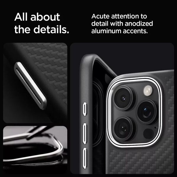 Spigen SPIGEN ENZO ARAMID MAG MAGSAFE IPHONE 16 PRO MAX MATTE BLACK/SILVER 14157154 8809971229531