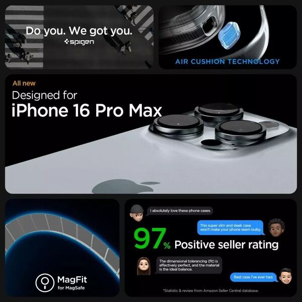 Spigen SPIGEN ENZO ARAMID MAG MAGSAFE IPHONE 16 PRO MAX MATTE BLACK/SILVER 14157154 8809971229531