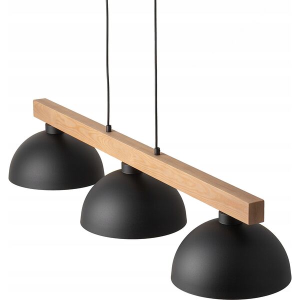 Lampa wisząca TKKRYWULT Tk Lighting Oslo 4710 lampa wisząca zwis 3x15W E27 czarna/drewniana 14158696 5901780547103