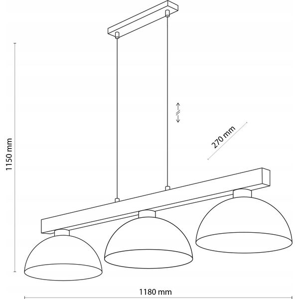 Lampa wisząca TKKRYWULT Tk Lighting Oslo 4710 lampa wisząca zwis 3x15W E27 czarna/drewniana 14158696 5901780547103