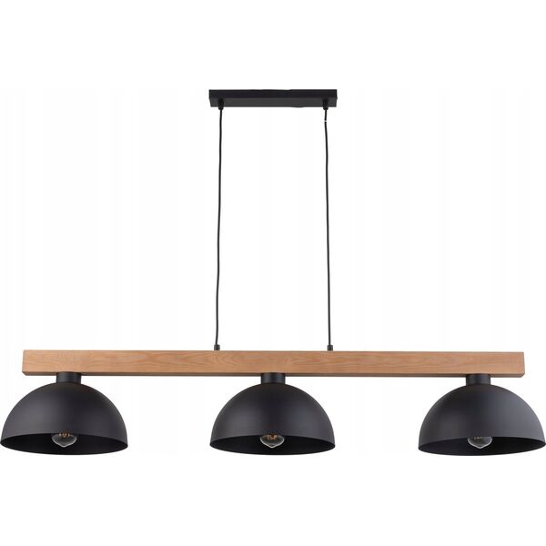 Lampa wisząca TKKRYWULT Tk Lighting Oslo 4710 lampa wisząca zwis 3x15W E27 czarna/drewniana 14158696 5901780547103