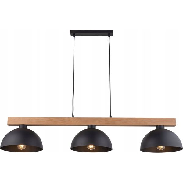 Lampa wisząca TKKRYWULT Tk Lighting Oslo 4710 lampa wisząca zwis 3x15W E27 czarna/drewniana 14158696 5901780547103