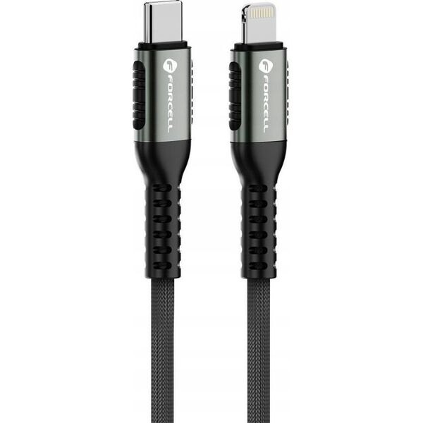 Kabel USB ForCell FORCELL F-ENERGY C259 kabel Typ C do Lightning PD 3A 27W Cafule 1,2 m czarny 14165770 5903396298226