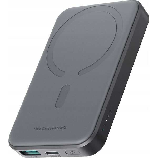 Powerbank Joyroom Powerbank Joyroom JR-W020 Mini 5000mAh USB-A USB-C indukcyjny 20W - czarny + kabel USB-C / USB-C 14165800 6956116713300