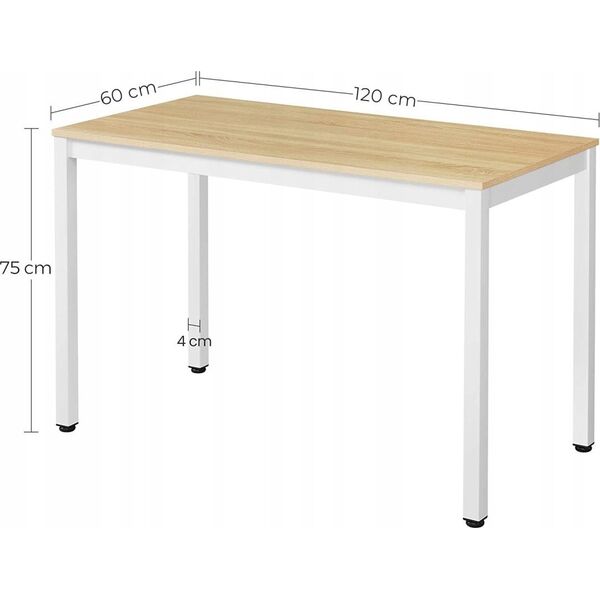 Leobert Zestaw stół prostokątny TESSA 120x60 dąb + 4 krzesła OSAKA białe 14178391 5903332076376