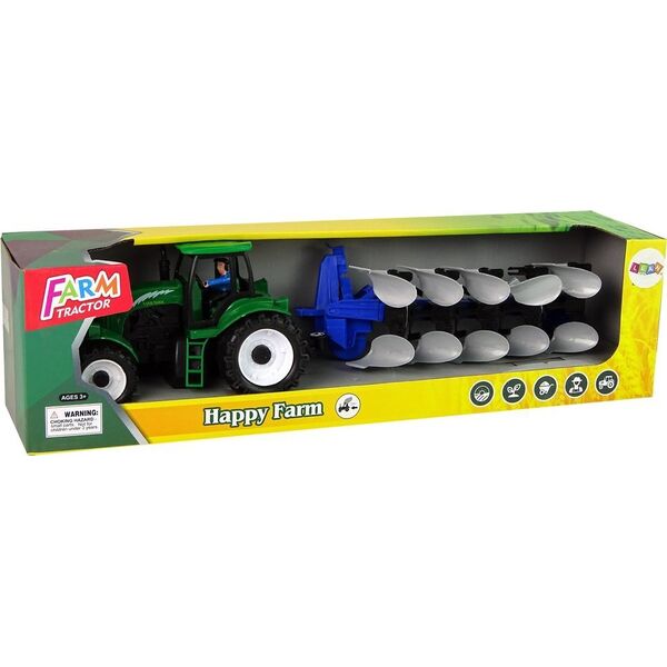 LeanToys Zielony Traktor z Pługiem Farma LEAN Toys 14185936 5905515353151