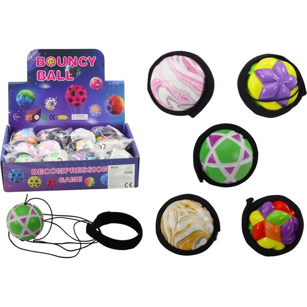 LeanToys Piłka Do Obijania Na Gumce Opaska Struktury Kolorowa 6cm 14190970 5905991030904
