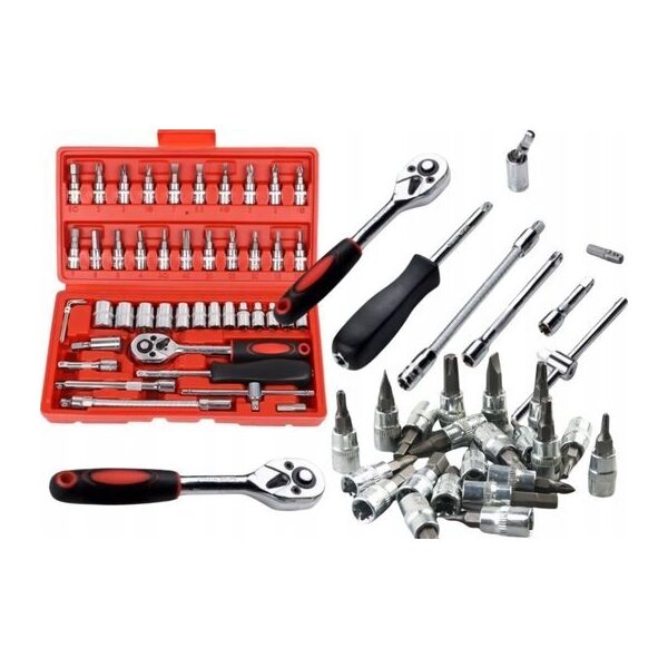 LeanToys Zestaw Kluczy Nasadowych 1/4" - 46 Elementów w Walizce LEAN Toys 14195421 5905991031048