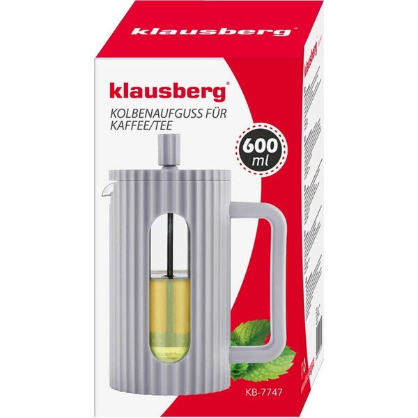 Klausberg ZAPARZACZ TŁOKOWY DO KAWY/HERBATY Z 600ml KLAUSBERG KB-7747 SZARY 14198896 5908287277472