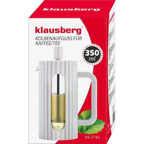Klausberg ZAPARZACZ TŁOKOWY DO KAWY/HERBATY Z 350ml KLAUSBERG KB-7743 BIAŁY 14198898 5908287277434