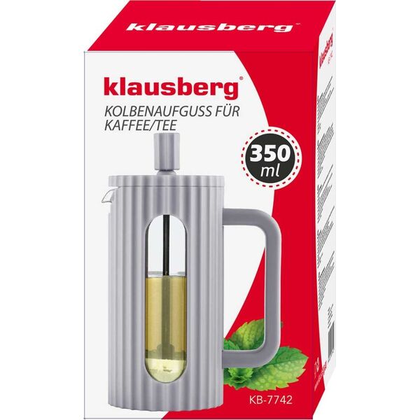 Klausberg ZAPARZACZ TŁOKOWY DO KAWY/HERBATY Z 350ml KLAUSBERG KB-7742 SZARY 14198910 5908287277427