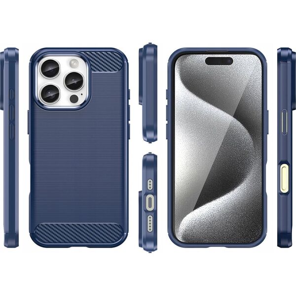 Hurtel Etui silikonowe Carbon Case do iPhone 16 Pro Max - niebieskie 14202306 5907769364808