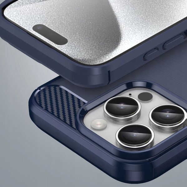 Hurtel Etui silikonowe Carbon Case do iPhone 16 Pro Max - niebieskie 14202306 5907769364808
