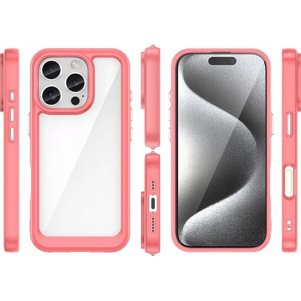 Hurtel Etui Outer Space Case z żelową ramką do iPhone 16 Pro - czerwone 14202308 5907769364990