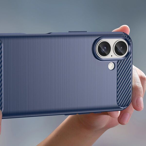 Hurtel Etui silikonowe Carbon Case do iPhone 16 Plus - niebieskie 14202338 5907769364785