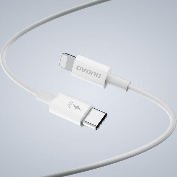 Ładowarka Dudao Ładowarka sieciowa GaN Dudao A30EUL 30W USB-A / USB-C + kabel USB-C - Lightning - biała 14203621 6976625332816