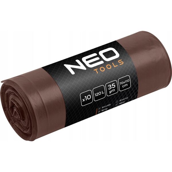 Neo Worki na odpady 120 L, brązowe, 35 mic, 10 szt. 14203760 5906692015955