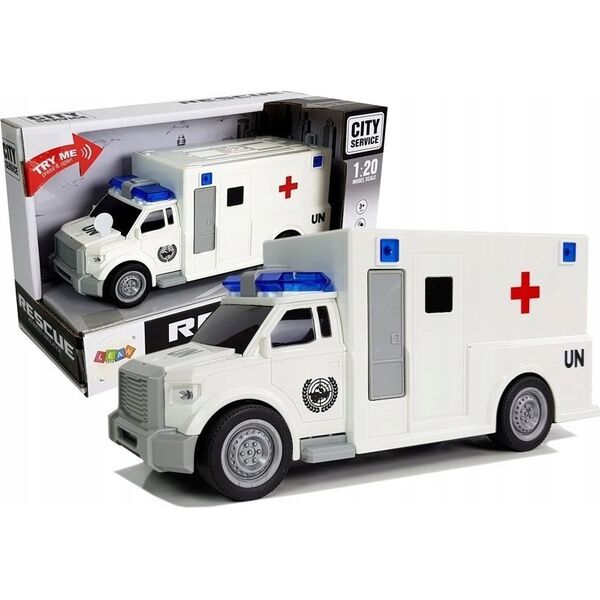 LeanToys Auto Ambulans z napędem Karetka Pogotowia 1:20 z dźwiękiem LEAN Toys 14204668 5905884456019