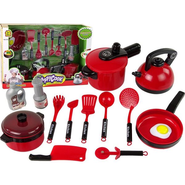 LeanToys Zestaw Garnków Akcesoriów Kuchennych Czerwony LEAN Toys 14204669 5905679073131