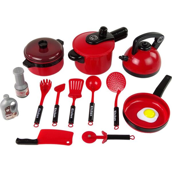 LeanToys Zestaw Garnków Akcesoriów Kuchennych Czerwony LEAN Toys 14204669 5905679073131