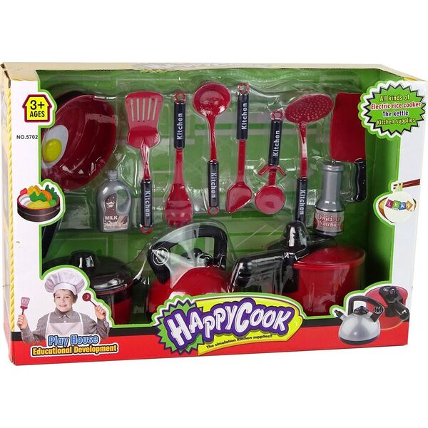 LeanToys Zestaw Garnków Akcesoriów Kuchennych Czerwony LEAN Toys 14204669 5905679073131