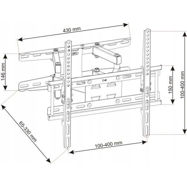 Art UCHWYT DO TV LCD/LED 23-60" 45KG AR-45 ART reg. pion i poziom 14205076 5902115404962