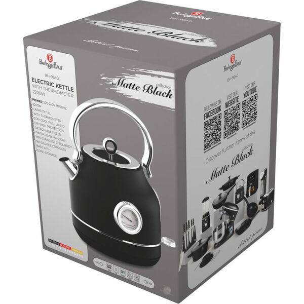 Czajnik Berlinger Haus CZAJNIK ELEKTRYCZNY 1,7L Z TERMOMETREM BERLINGER HAUS BH-9640 MATTE BLACK 14214096 5999108481598