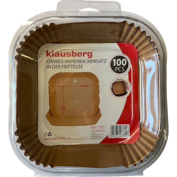 Klausberg WKŁAD PAPIEROWY DO FRYTOWNICY 16x16cm 100szt. KLAUSBERG KB-7781 14214114 5908287277816