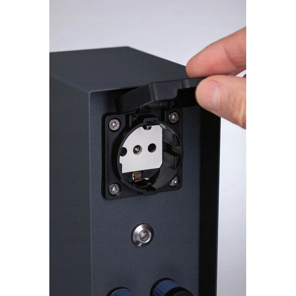 Paulmann Zewnętrzna kolumna zasilająca RIO 2GN. 24V Plug & Shine + 2GN. 230V IP44 + czujnik zmierzchu stal szlachetna / antracyt 14215140 4000870947012