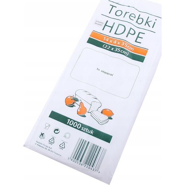 Stella Torebki spożywcze HDPE, 14x4x35cm, 1000 szt., transparentne 14217955 5900536220437