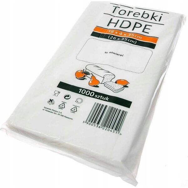 Stella Torebki spożywcze HDPE, 14x4x35cm, 1000 szt., transparentne 14217955 5900536220437