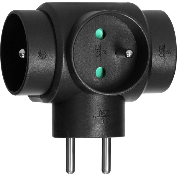 Orno Rozgałęźnik 3x2P+Z, czarny 14218510 5908254813313