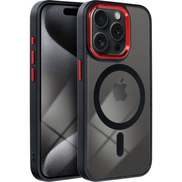 OEM Futerał COLOR EDGE MAG COVER kompatybilny z MagSafe do IPHONE 16 Pro czarno czerwony 14243345 5903396310201