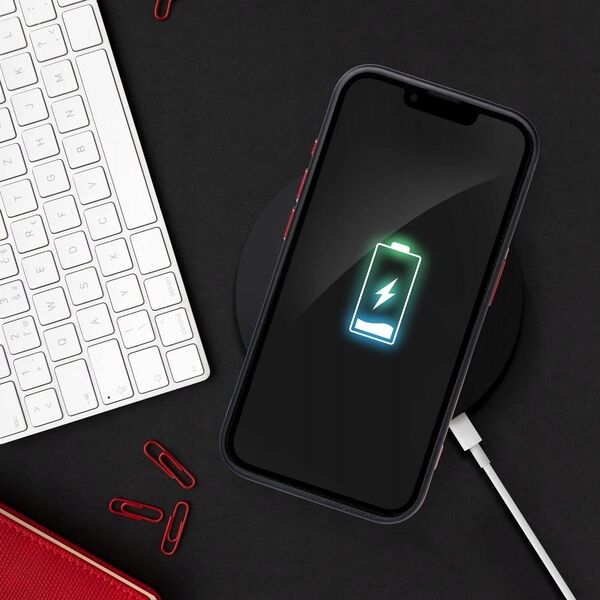 OEM Futerał COLOR EDGE MAG COVER kompatybilny z MagSafe do IPHONE 16 Pro czarno czerwony 14243345 5903396310201