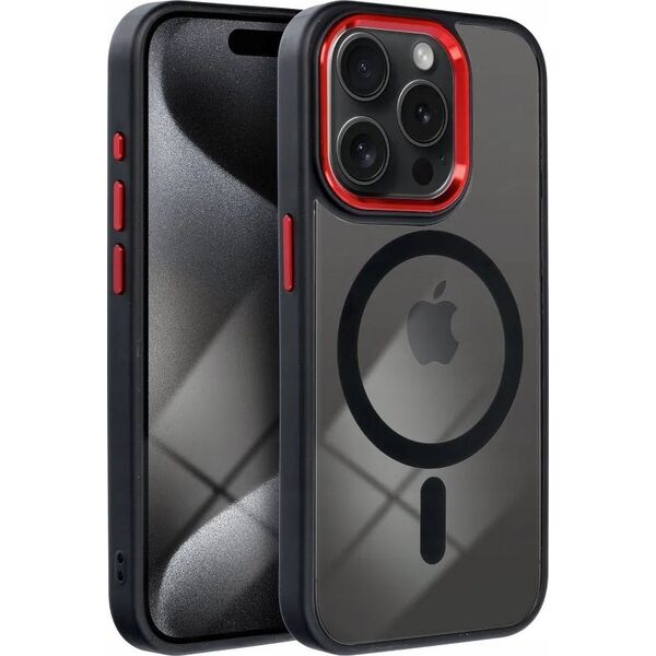 OEM Futerał COLOR EDGE MAG COVER kompatybilny z MagSafe do IPHONE 16 czarno czerwony 14243373 5903396310195