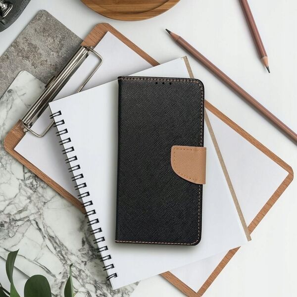 OEM Kabura FANCY Book do IPHONE 16 czarno złoty 14243420 5903396314759