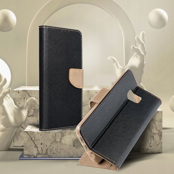 OEM Kabura FANCY Book do IPHONE 16 czarno złoty 14243420 5903396314759
