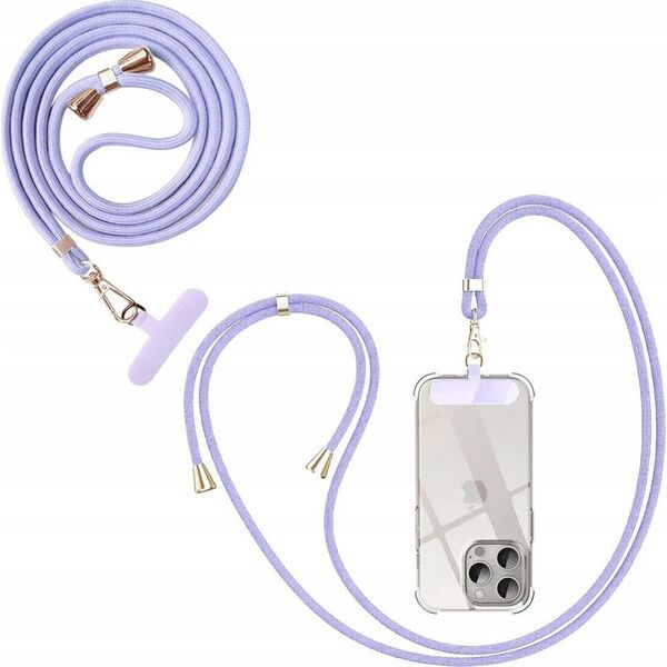 OEM Zawieszka SWING (8mm) do telefonu z regulacją długości / długość sznura 165cm (max 82,5cm w pętli) / na ramię lub szyję - purpurowy 14243478 5903396322099