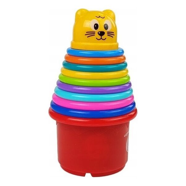LeanToys Piramidka Kubeczki dla Niemowlaka z Kotkiem Wzory 14246947 5904665996300