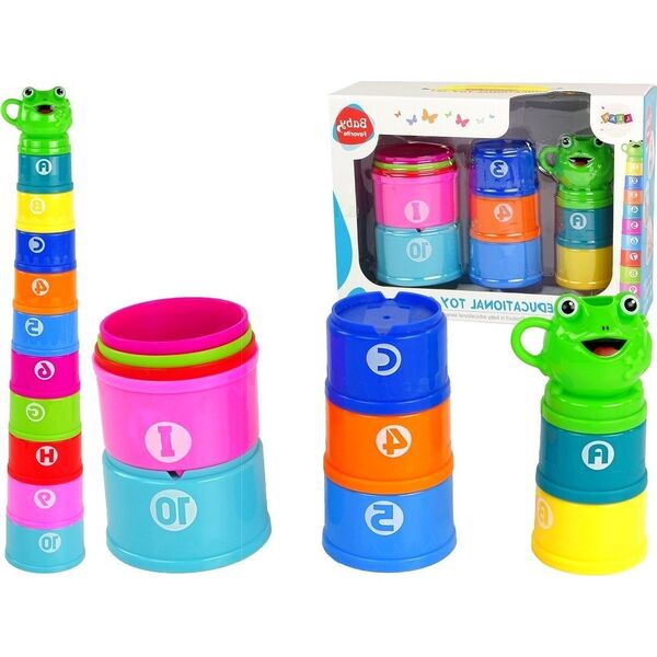 LeanToys Piramidka Kubeczki dla Niemowlaka z Kotkiem Wzory 14246947 5904665996300