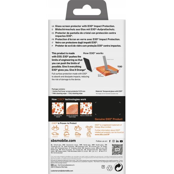 SBS Mobile Szkło hartowane SBS Tempered Glass D3O z ramką do iPhone 16 Plus / iPhone 15 Plus 14251977 8018417482618