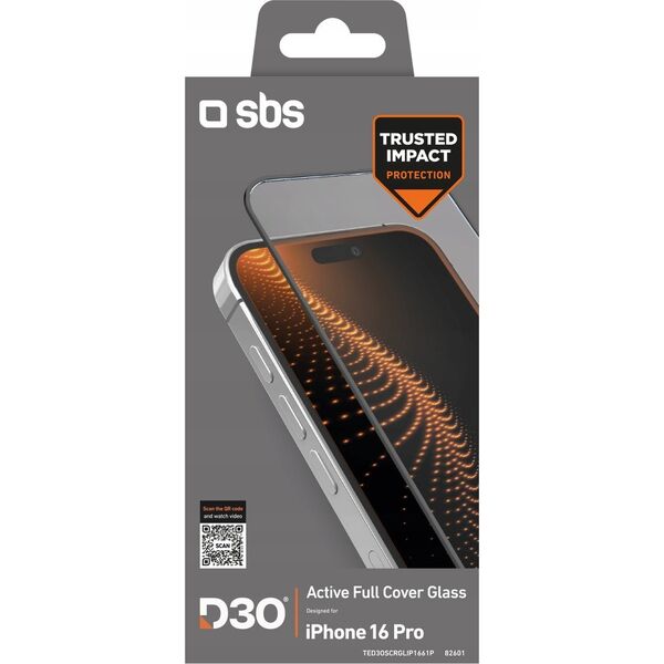 SBS Mobile Szkło hartowane SBS Tempered Glass D3O z ramką do iPhone 16 Pro 14251978 8018417482601