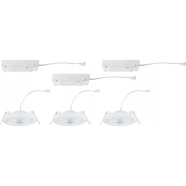Paulmann Zestaw opraw do wbudowania ANMUS LED DIM 3X5W 700lm 105mm 2700K-6500K IP20 230V biały / aluminium 14253337 4000870922545