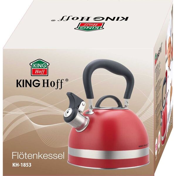 KingHoff CZAJNIK 1,8L Z GWIZDKIEM KINGHOFF KH-1853 CZERWONY 14253832 5908287218536