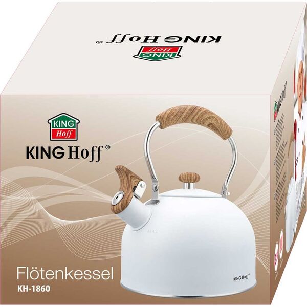 KingHoff CZAJNIK 2,5L Z GWIZDKIEM KINGHOFF KH-1860 BIAŁY 14253837 5908287218604