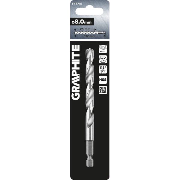 Wiertło Graphite Wiertło do metalu Hex 8.0 mm 14254161 5902062508744