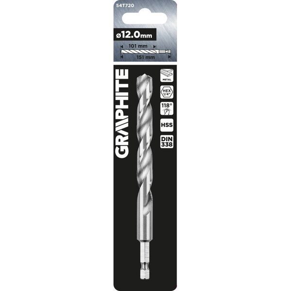 Wiertło Graphite Wiertło do metalu Hex 12.0 mm 14254172 5902062088154