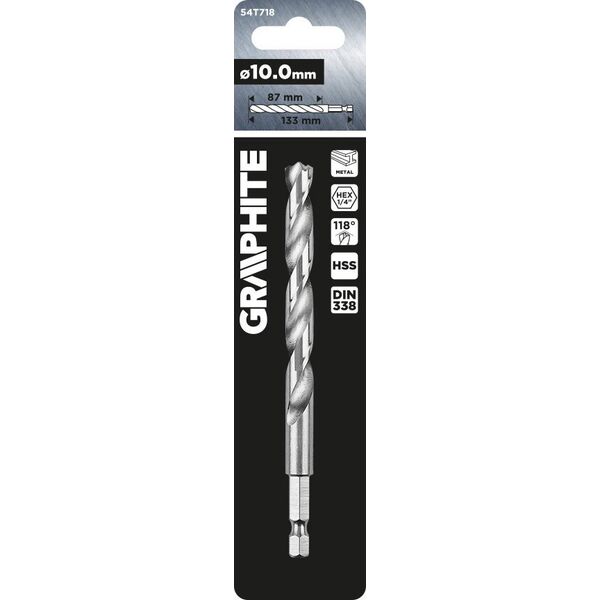 Wiertło Graphite Wiertło do metalu Hex 10.0 mm 14254185 5902062088130